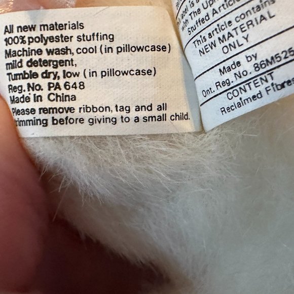 Rare VTG 1990 North American Bear Co. Inkie Dinkies Bunny Plush White Pink Bow - Picture 8 of 15